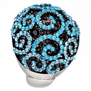 Bague LARABESCO Turquoise Silver Cocktail pavé réglable...