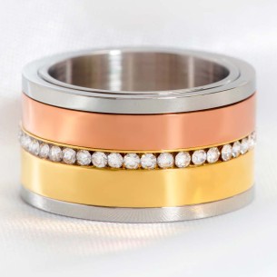 Bague MUSCARI STEEL All Gold Trois ors Argent Doré Rosé... 2